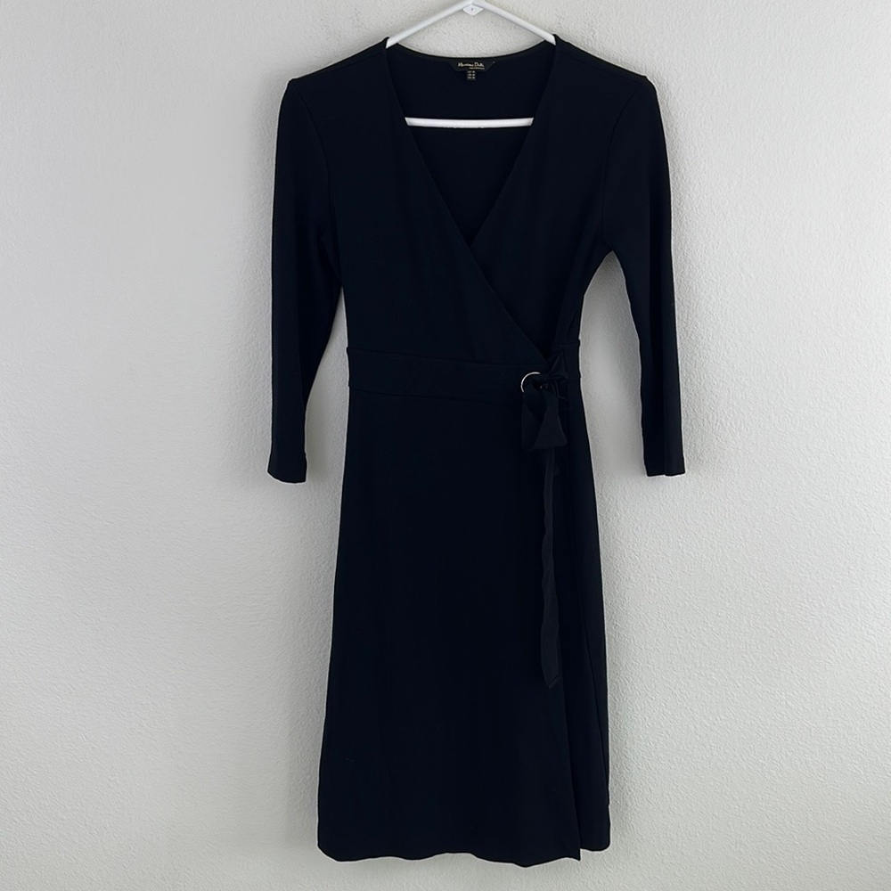 Massimo Dussi Black Wrap Front Midi Dress